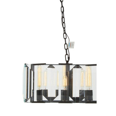 Orsina Babylon 12-Light Crystal Pendant – Matte Black Rectangular Light