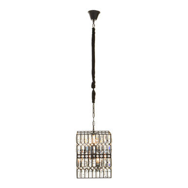 Orsina Babylon Black Crystal 6-Light Pendant Light | Geometric Iron