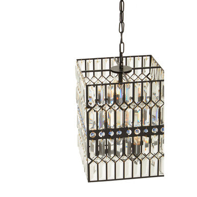 Orsina Babylon Black Crystal 6-Light Pendant Light | Geometric Iron