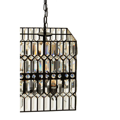 Orsina Babylon Black Crystal 6-Light Pendant Light | Geometric Iron