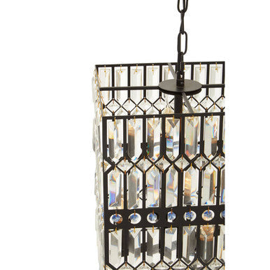 Orsina Babylon Black Crystal 6-Light Pendant Light | Geometric Iron