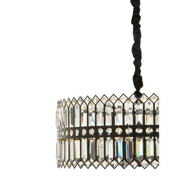Orsina Babylon Black Crystal Chandelier – 6-Bulb Iron Drum Pendant