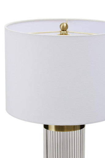 Orsina Lily White and Gold Table Lamp | Fluted Crystal & Fabric Shade