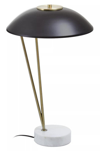 Orsina Newton Black Metal Table Lamp with Marble Base and Gold Stem