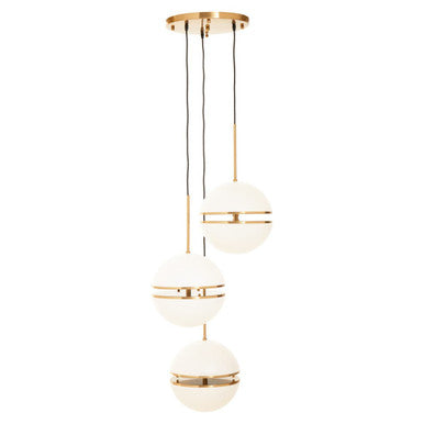 Orsina Abira Brass Pendant Light – 3-Sphere Modern Brushed Chandelier