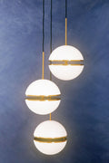 Orsina Abira Brass Pendant Light – 3-Sphere Modern Brushed Chandelier