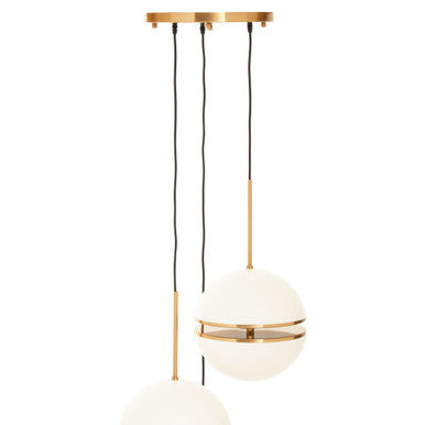 Orsina Abira Brass Pendant Light – 3-Sphere Modern Brushed Chandelier