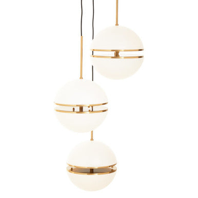 Orsina Abira Brass Pendant Light – 3-Sphere Modern Brushed Chandelier