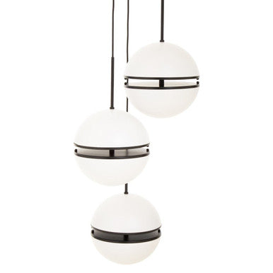 Orsina Abira 3-Ball Matte Black Pendant Light | Modern Metal Lighting