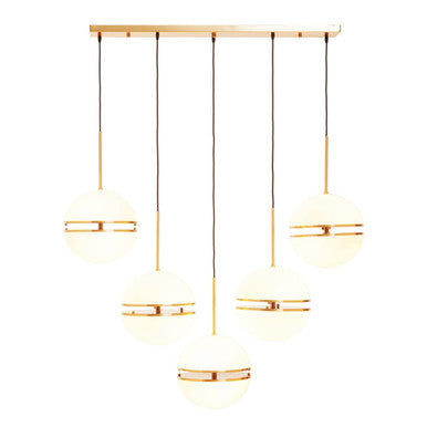 Orsina Abira 5-Ball Brushed Brass Pendant Light – Modern Chandelier
