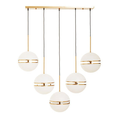 Orsina Abira 5-Ball Brushed Brass Pendant Light – Modern Chandelier