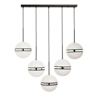 Orsina Abira 5-Ball Matte Black Pendant Light | Modern Metal Chandelier