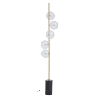 Orsina Abira 5-Bulb Brass Floor Lamp with Black Marble Base