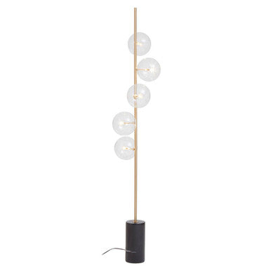 Orsina Abira 5-Bulb Brass Floor Lamp with Black Marble Base