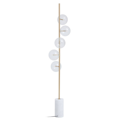 Orsina Abira 5-Bulb White Marble Floor Lamp | Brass & Glass Spheres
