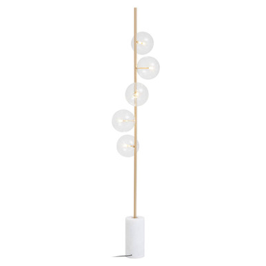Orsina Abira 5-Bulb White Marble Floor Lamp | Brass & Glass Spheres