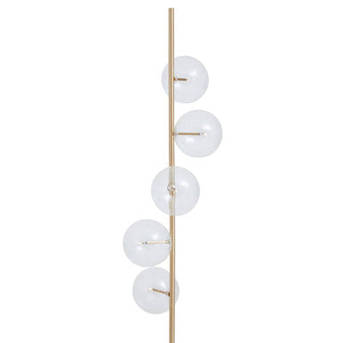 Orsina Abira 5-Bulb White Marble Floor Lamp | Brass & Glass Spheres