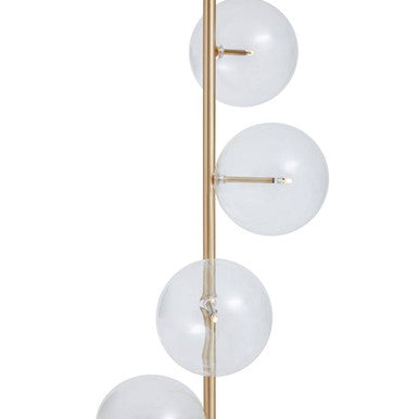 Orsina Abira 5-Bulb White Marble Floor Lamp | Brass & Glass Spheres