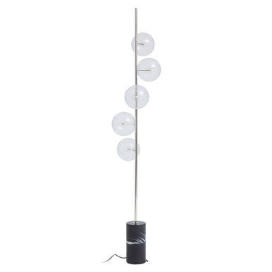 Orsina Abira Modern Floor Lamp – Nickel and Black Marble 5-Light