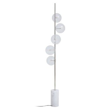 Orsina Abira Nickel Floor Lamp with 5-Light Globe and Marble Base