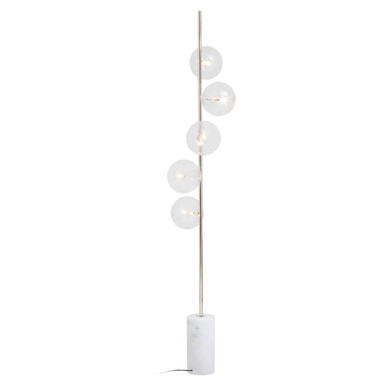 Orsina Abira Nickel Floor Lamp with 5-Light Globe and Marble Base