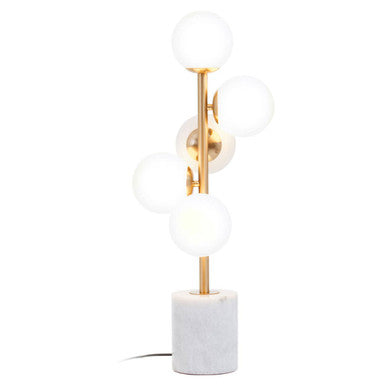 Orsina Modern Table Lamp – Brushed Brass and White Marble Base