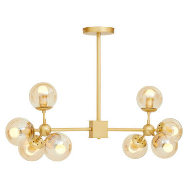 Orsina Abira Gold 8-Arm Pendant Light | Modern Bubble Glass Chandelier