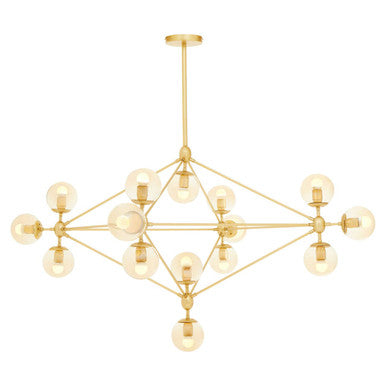 Orsina Abira 15-Arm Gold Pendant Light | Brown Glass Bubble Chandelier