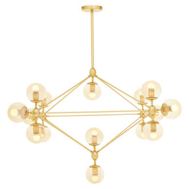 Orsina Abira 15-Arm Gold Pendant Light | Brown Glass Bubble Chandelier