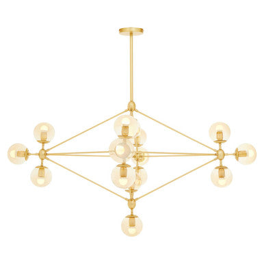 Orsina Abira 15-Arm Gold Pendant Light | Brown Glass Bubble Chandelier