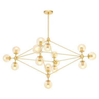 Orsina Abira 15-Arm Gold Pendant Light | Brown Glass Bubble Chandelier