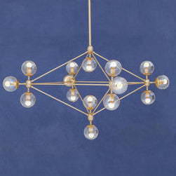 Orsina Abira 15-Arm Gold Pendant Light | Brown Glass Bubble Chandelier