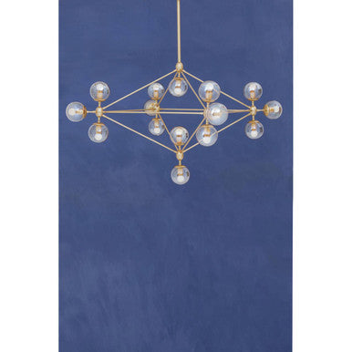 Orsina Abira 15-Arm Gold Pendant Light | Brown Glass Bubble Chandelier