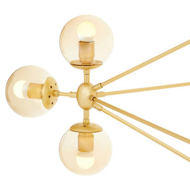 Orsina Abira 15-Arm Gold Pendant Light | Brown Glass Bubble Chandelier