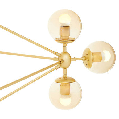 Orsina Abira 15-Arm Gold Pendant Light | Brown Glass Bubble Chandelier