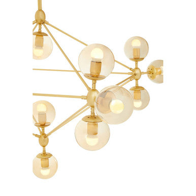 Orsina Abira 15-Arm Gold Pendant Light | Brown Glass Bubble Chandelier