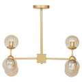 Orsina Abira 6-Arm Gold Pendant Light | Molecular Glass Chandelier
