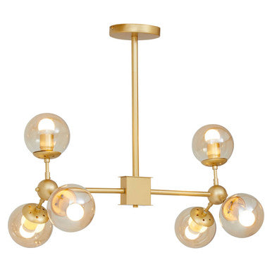 Orsina Abira 6-Arm Gold Pendant Light | Molecular Glass Chandelier