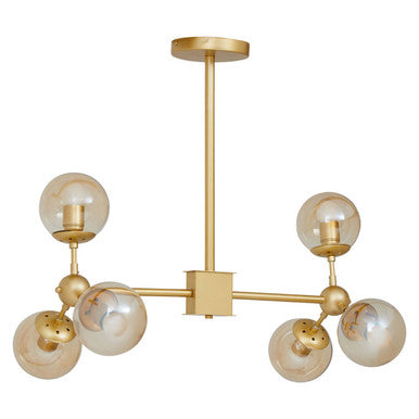 Orsina Abira 6-Arm Gold Pendant Light | Molecular Glass Chandelier