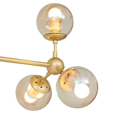 Orsina Abira 6-Arm Gold Pendant Light | Molecular Glass Chandelier