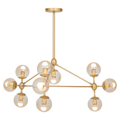 Orsina Abira Gold 10-Arm Pendant Light | Modern Bubble Glass Chandelier