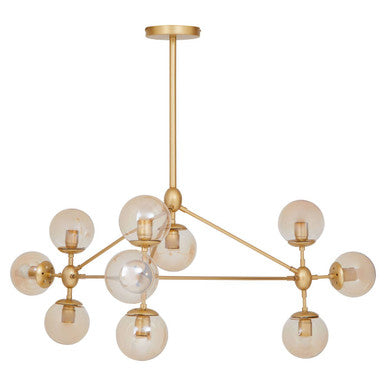 Orsina Abira Gold 10-Arm Pendant Light | Modern Bubble Glass Chandelier