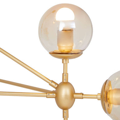 Orsina Abira Gold 10-Arm Pendant Light | Modern Bubble Glass Chandelier