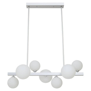 Orsina Abira 7-Light Chrome Pendant Lamp | Mid-Century Glass Chandelier