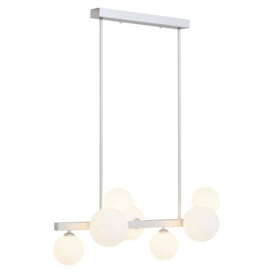 Orsina Abira 7-Light Chrome Pendant Lamp | Mid-Century Glass Chandelier