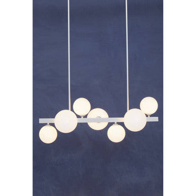 Orsina Abira 7-Light Chrome Pendant Lamp | Mid-Century Glass Chandelier
