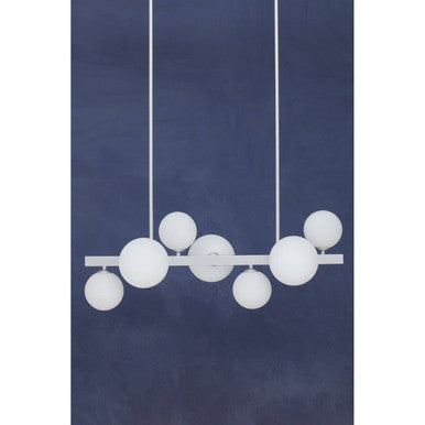 Orsina Abira 7-Light Chrome Pendant Lamp | Mid-Century Glass Chandelier