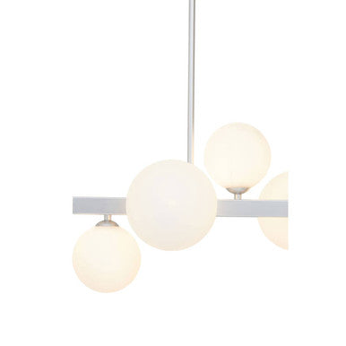 Orsina Abira 7-Light Chrome Pendant Lamp | Mid-Century Glass Chandelier