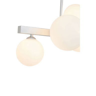 Orsina Abira 7-Light Chrome Pendant Lamp | Mid-Century Glass Chandelier