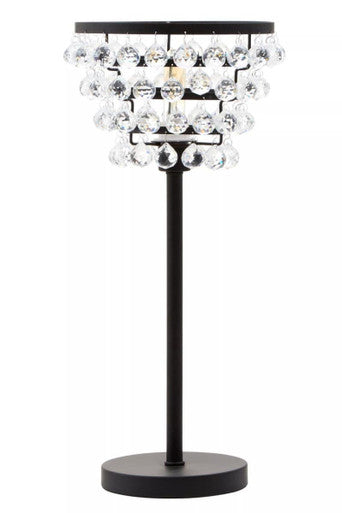 Orsina Hutchinson Crystal Table Lamp – Black Metal & Clear Beads